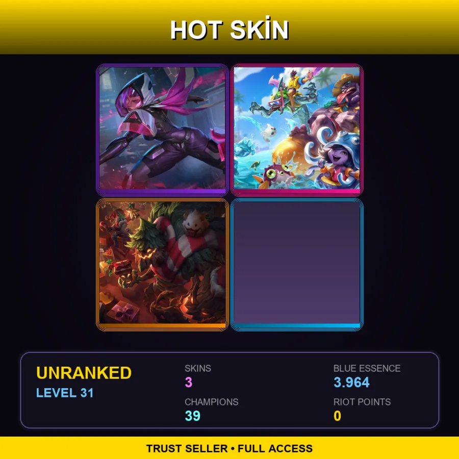 EUW | Lv31 | Unranked | 3 Skin | 39 Champ