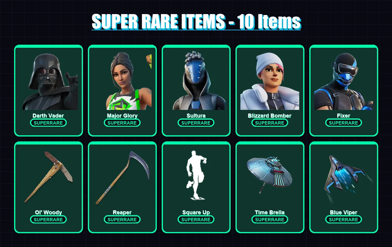 [PC/XBOX/PSN] | Darth Vader | Major Glory | Sultura | Blizzard Bomber | Fixer | 221 skin | 257 pickaxe | 163 emote | 172 glider | Lv4544