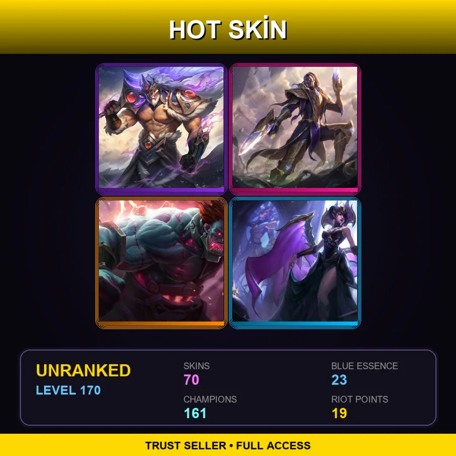 TR | Victorious Tryndamere | Victorious Lucian | Hextech Sion | Victorious Morgana | 70 Skin | 161 Champ | Lv170