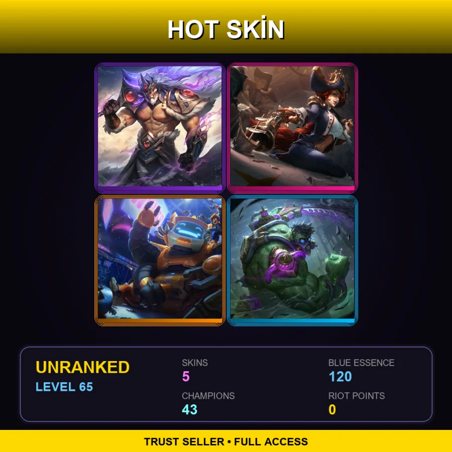 LAN | Lv65 | Unranked | 5 Skin | 43 Champ — Drx Caitlyn