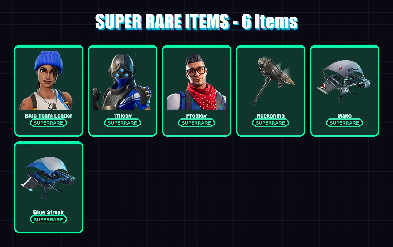 [PS4/PS5/XBOX/PC] | Blue Team Leader | Trilogy | Prodigy | A.I.M. | Lynx | 21 skin | 11 pickaxe | 25 emote | 25 glider | Lv476