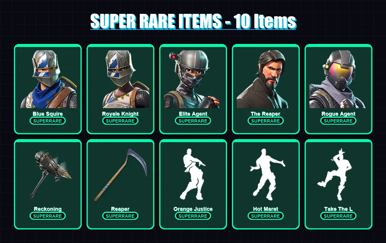 [PC/XBOX/PSN] | Blue Squire | Royale Knight | Elite Agent | The Reaper | Rogue Agent | 29 skin | 19 pickaxe | 47 emote | 22 glider | Lv333