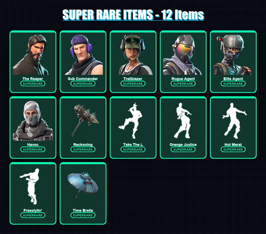 [PC/XBOX/PSN] | The Reaper | Sub Commander | Trailblazer | Rogue Agent | Elite Agent | 78 skin | 67 pickaxe | 70 emote | 69 glider | Lv898