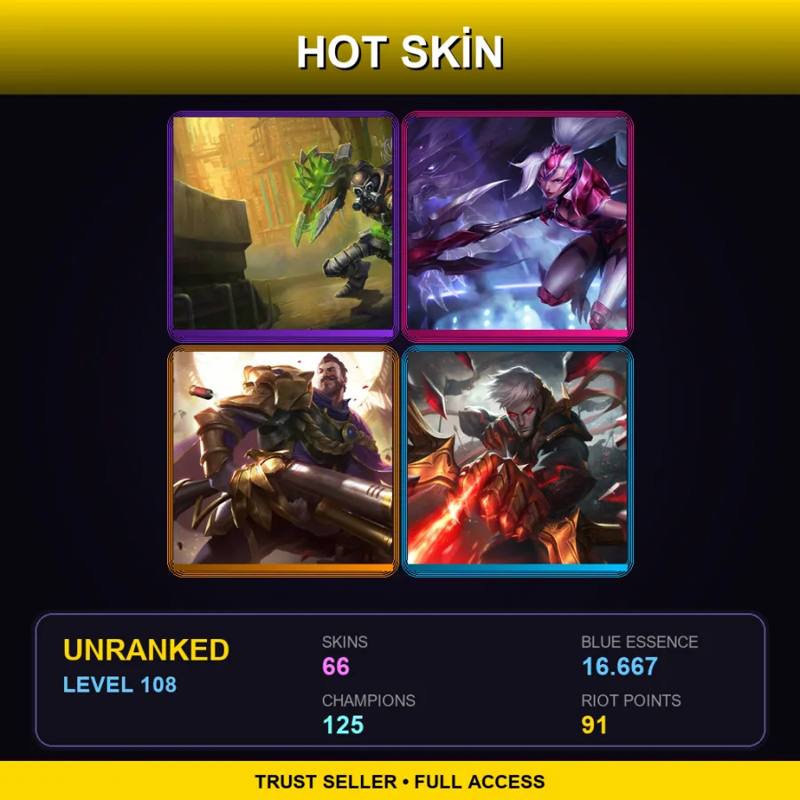 EUNE | Lv108 | Unranked | 66 Skin | 125 Champ — Worldbreaker Malzahar