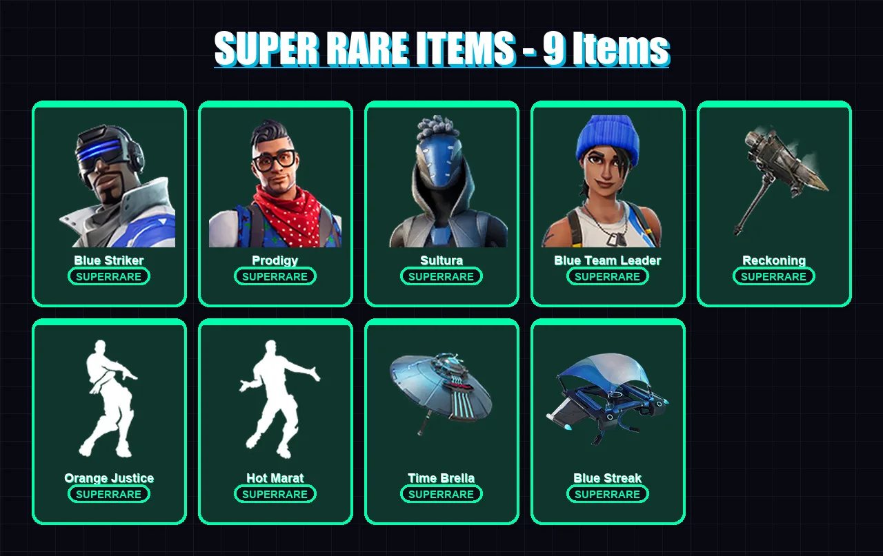 [PC/XBOX] | Blue Striker | Prodigy | Sultura | Blue Team Leader | Drift | 75 skin | 123 pickaxe | 103 emote | 118 glider | Lv2157 — Fortnite account