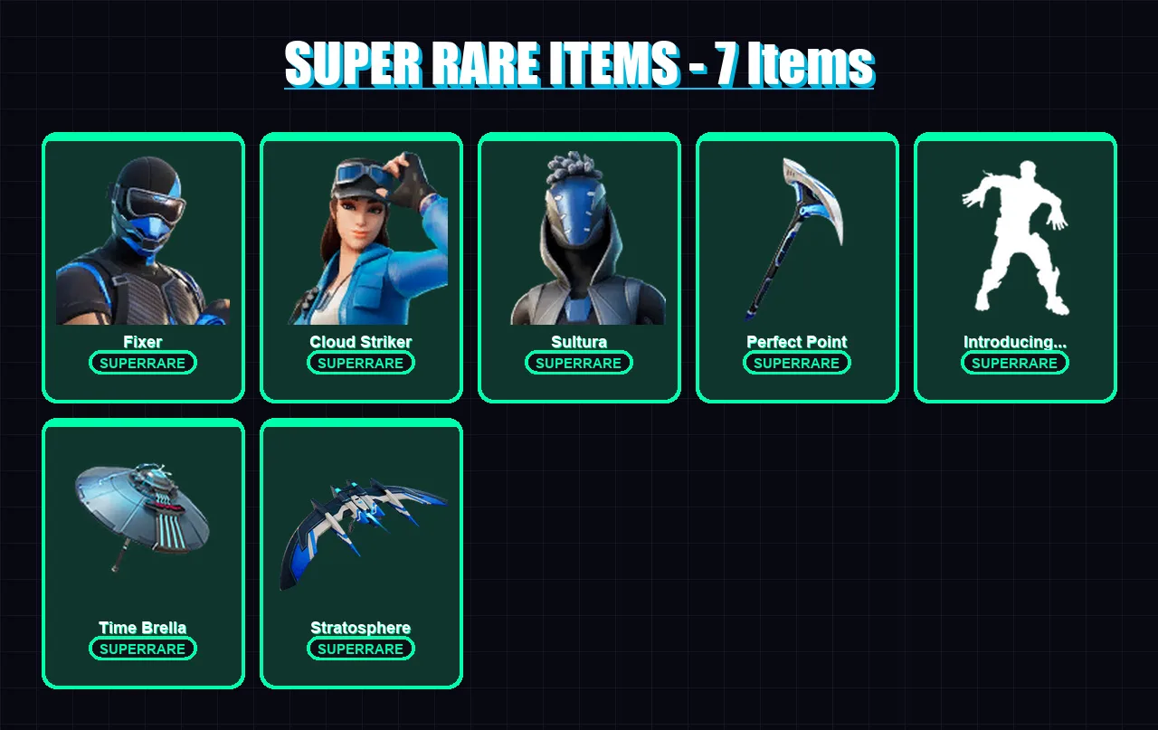 [PC/XBOX] | Fixer | Cloud Striker | Sultura | Lt. Evergreen | Wooly Warrior | 5 skin | 17 pickaxe | 17 emote | 18 glider | Lv345