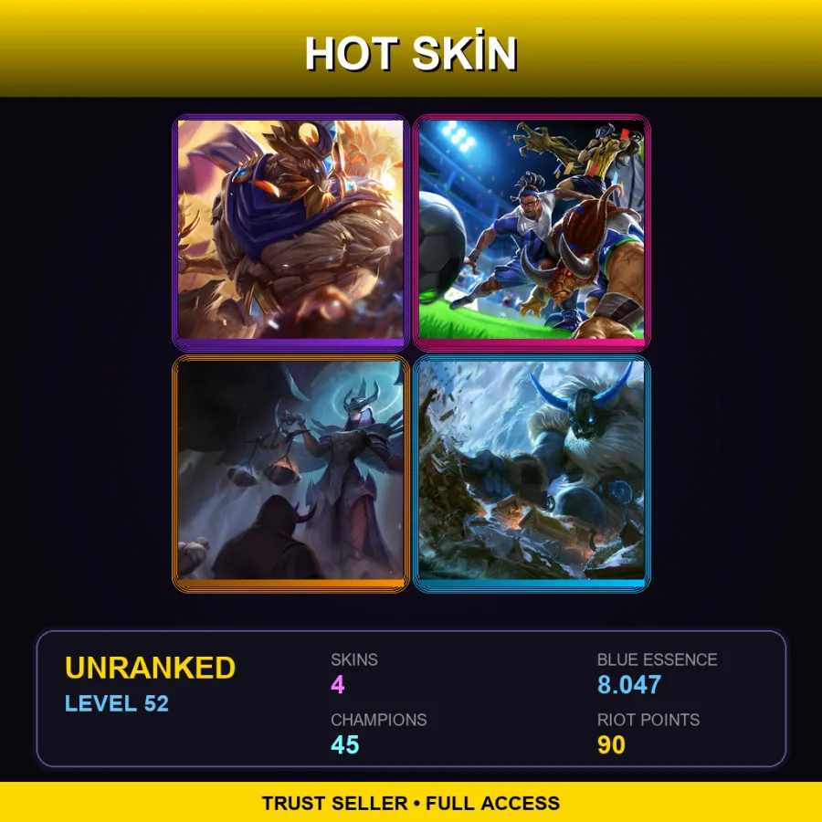 EUW | Lv52 | Unranked | 4 Skin | 45 Champ — LoL account
