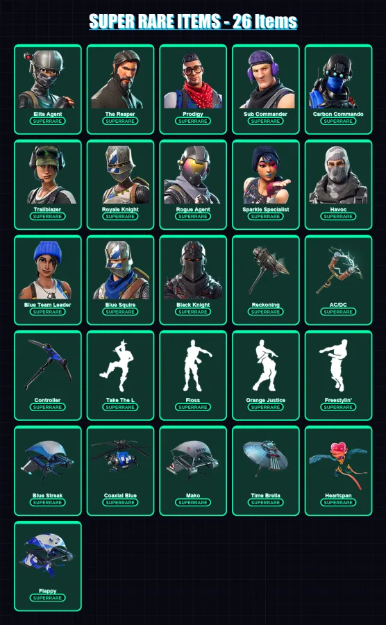 [PS4/PS5/XBOX/PC] | Elite Agent | The Reaper | Prodigy | Sub Commander | Carbon Commando | 95 skin | 73 pickaxe | 65 emote | 69 glider | Lv871