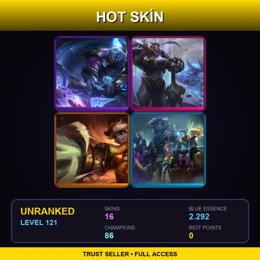 LAN | Lv121 | Unranked | 16 Skin | 86 Champ
