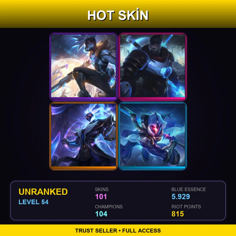 NA | Lv54 | Unranked | 101 Skin | 104 Champ