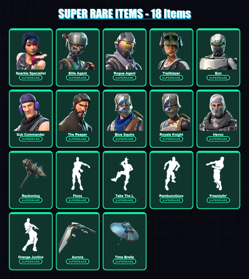[PC/PSN] | Sparkle Specialist | Elite Agent | Rogue Agent | Trailblazer | Eon | 93 skin | 118 pickaxe | 138 emote | 119 glider | Lv1539