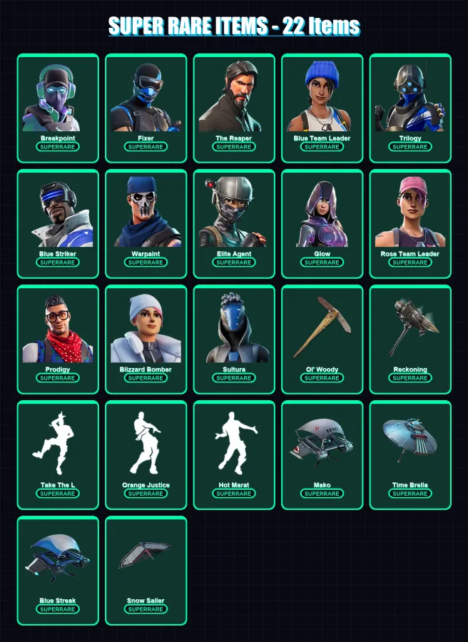[PS4/PS5/XBOX/PC] | Breakpoint | Fixer | The Reaper | Blue Team Leader | Trilogy | 111 skin | 71 pickaxe | 93 emote | 78 glider | Lv911