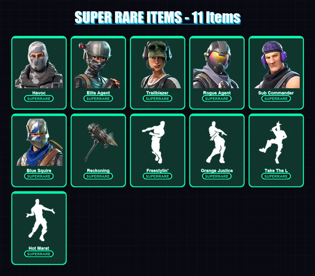 [PC/XBOX/PSN] | Havoc | Elite Agent | Trailblazer | Rogue Agent | Sub Commander | 39 skin | 32 pickaxe | 43 emote | 37 glider | Lv585