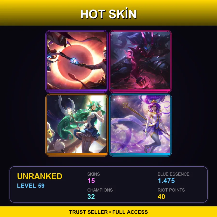 LAN | Lv59 | Unranked | 15 Skin | 32 Champ — LoL account