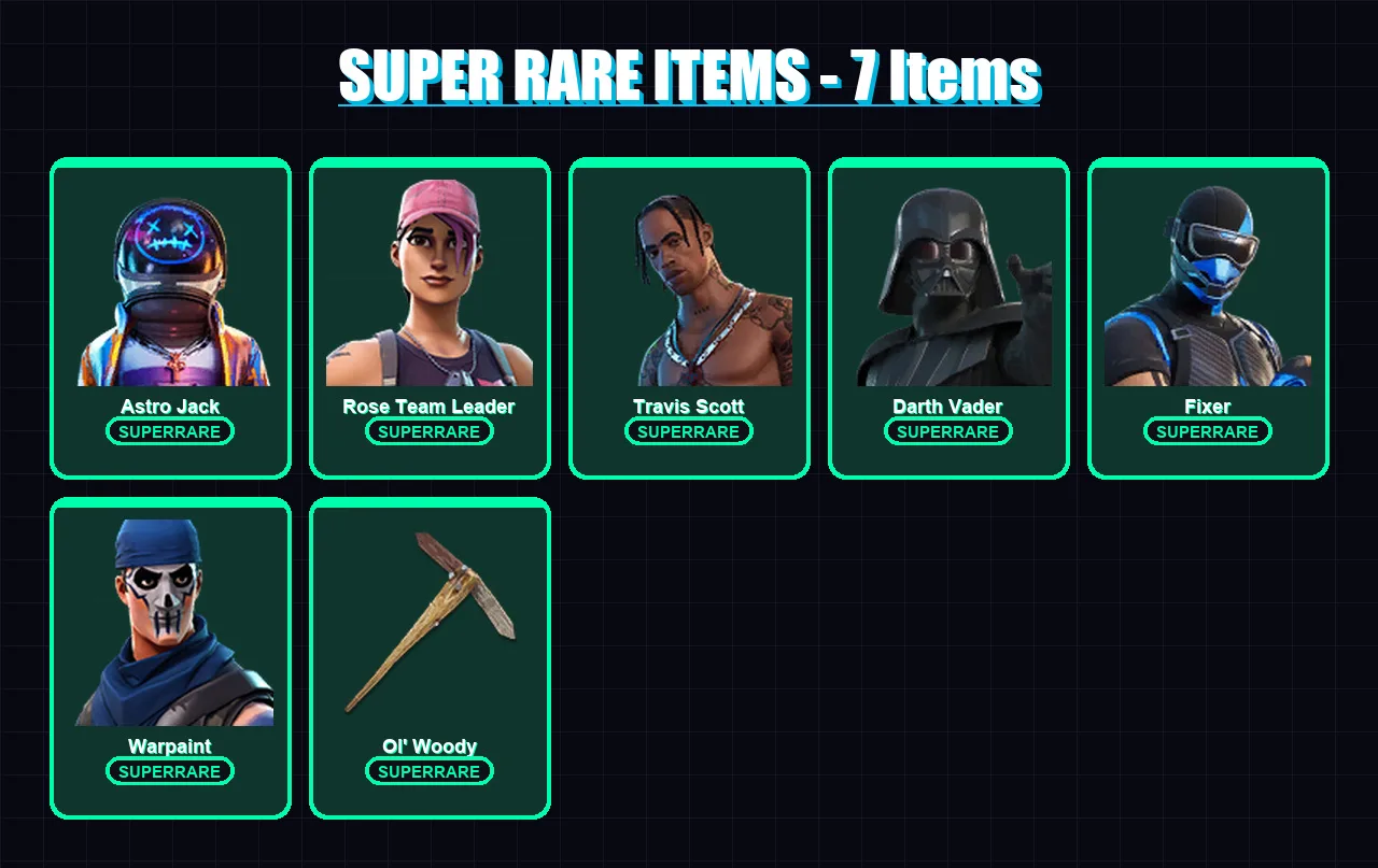 [PC] | Astro Jack | Rose Team Leader | Travis Scott | Darth Vader | Fixer | 166 skin | 164 pickaxe | 111 emote | 127 glider | Lv1650