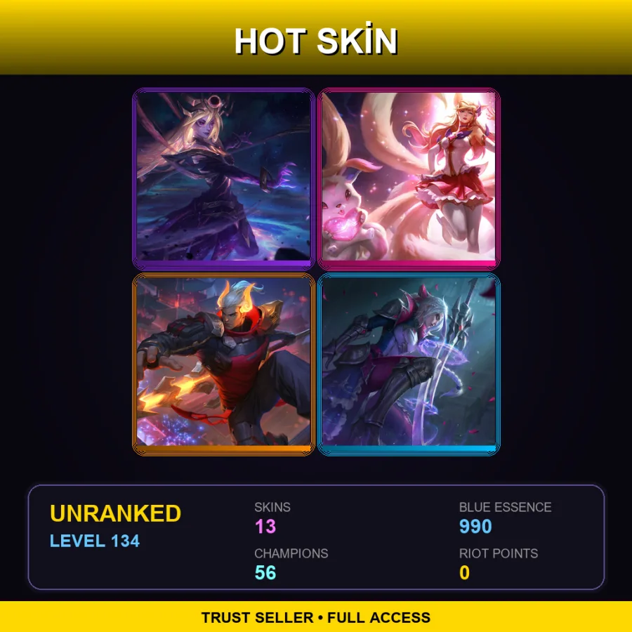 TR | Lv134 | Unranked | 13 Skin | 56 Champ