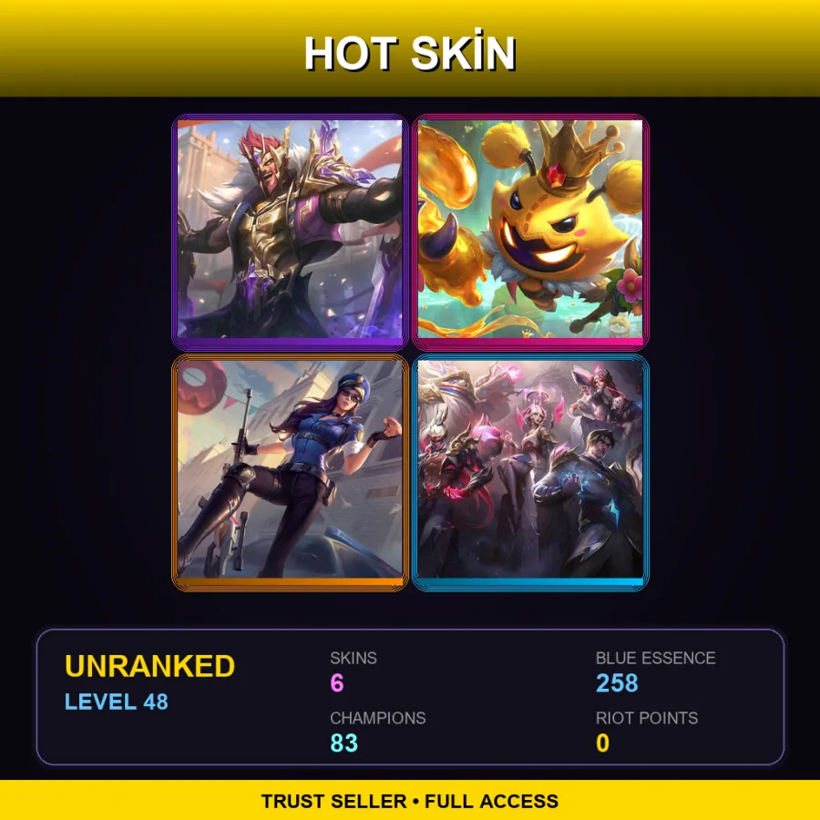 EUNE | Lv48 | Unranked | 6 Skin | 83 Champ — LoL account