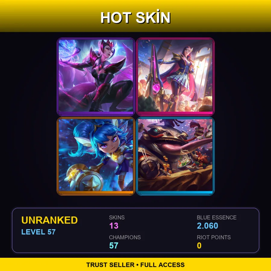 NA | Lv57 | Unranked | 13 Skin | 57 Champ