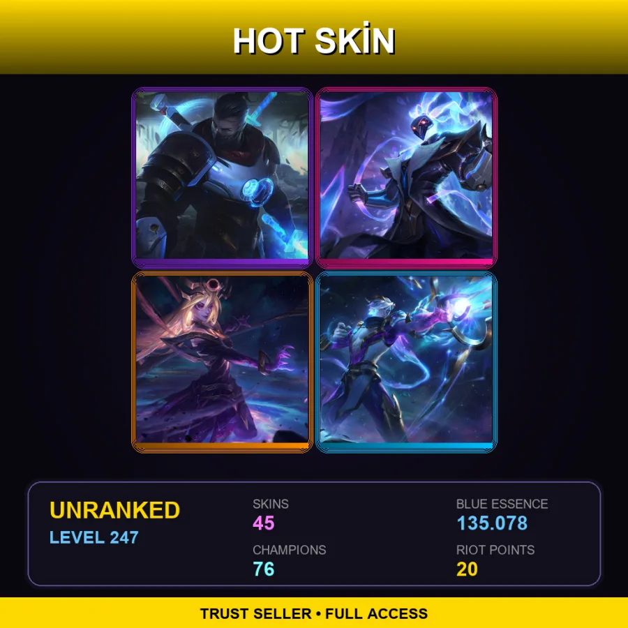 BR | Pulsefire Shen | Pulsefire Thresh | Dark Cosmic Lux | Cosmic Hunter Varus | 45 Skin | 76 Champ | Lv247