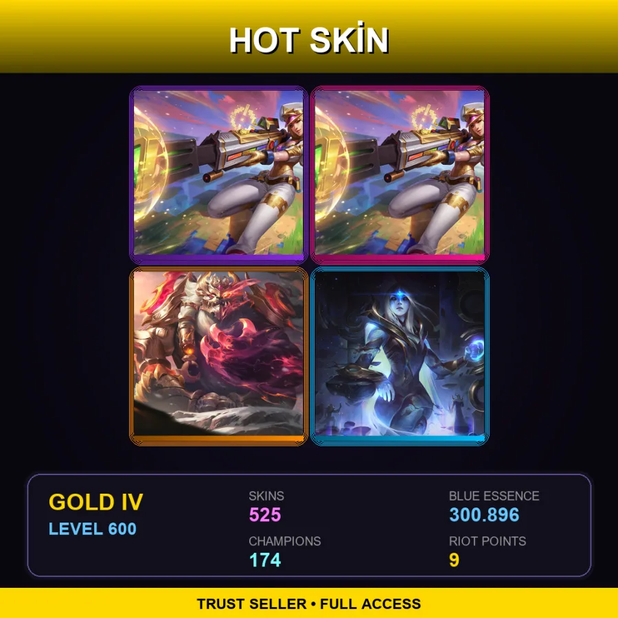 VN | Lv600 | Gold IV | 525 Skin | 174 Champ