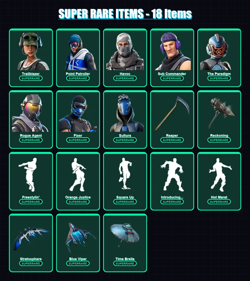 [PC/XBOX] | Trailblazer | Point Patroller | Havoc | Sub Commander | The Paradigm | 252 skin | 252 pickaxe | 187 emote | 183 glider | Lv2345