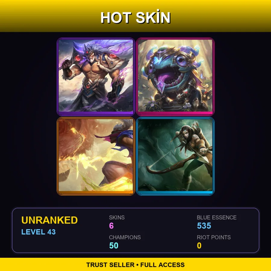 SG | Lv43 | Unranked | 6 Skin | 50 Champ with Mordekaiser