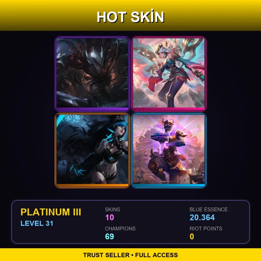 EUW | Lv31 | Platinum III | 10 Skin | 69 Champ