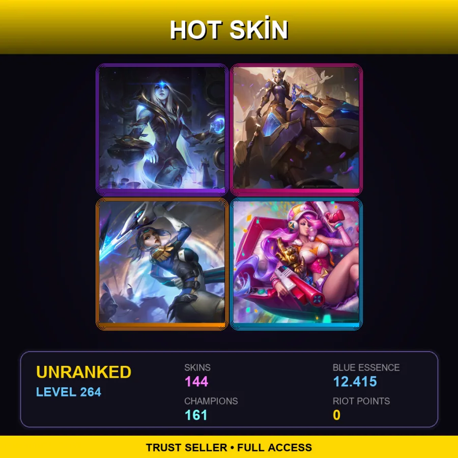 VN | Lv264 | Unranked | 144 Skin | 161 Champ