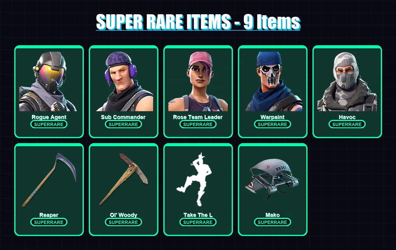 [PC/XBOX/PSN] | OG Ghoul Trooper | Rogue Agent | Sub Commander | Rose Team Leader | Warpaint | 21 skin | 19 pickaxe | 16 emote | 20 glider | Lv282
