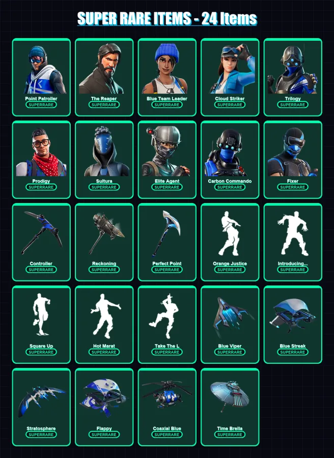[PS4/PS5/XBOX/PC] | Point Patroller | The Reaper | Blue Team Leader | Cloud Striker | Trilogy | 74 skin | 60 pickaxe | 53 emote | 52 glider | Lv668