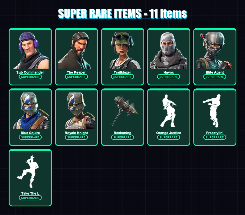 [PC/XBOX/PSN] | Sub Commander | The Reaper | Trailblazer | Havoc | Elite Agent | 46 skin | 45 pickaxe | 49 emote | 44 glider | Lv633 — Fortnite account