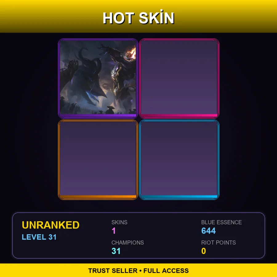 EUW | Lv31 | Unranked | 1 Skin | 31 Champ