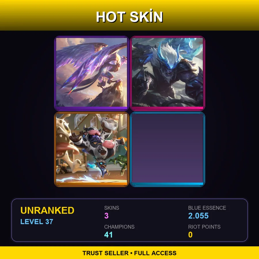 EUW | Lv37 | Unranked | 3 Skin | 41 Champ