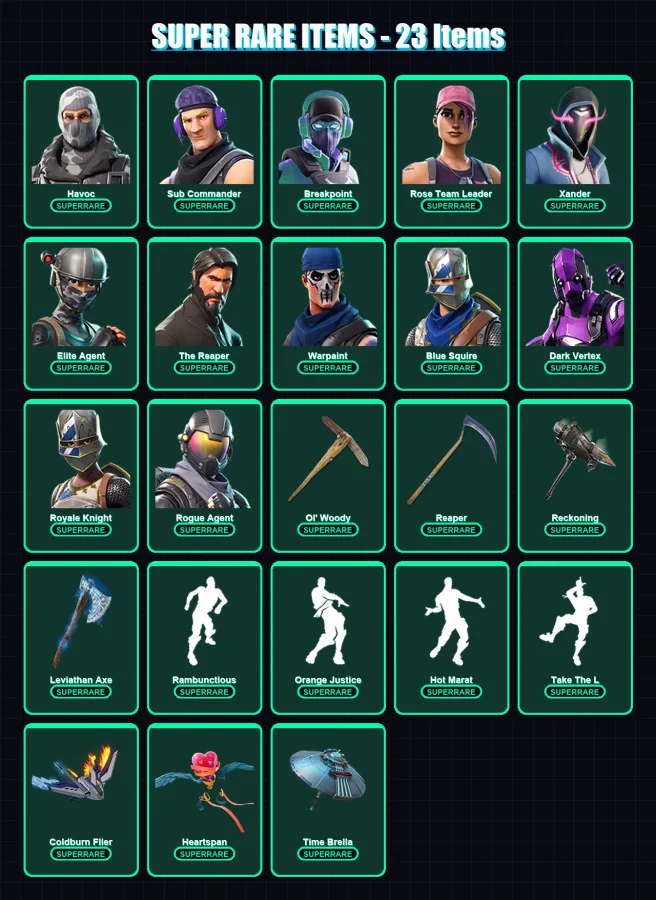 [PC] | Havoc | Sub Commander | Breakpoint | Rose Team Leader | Xander | 490 skin | 434 pickaxe | 435 emote | 305 glider | Lv3464