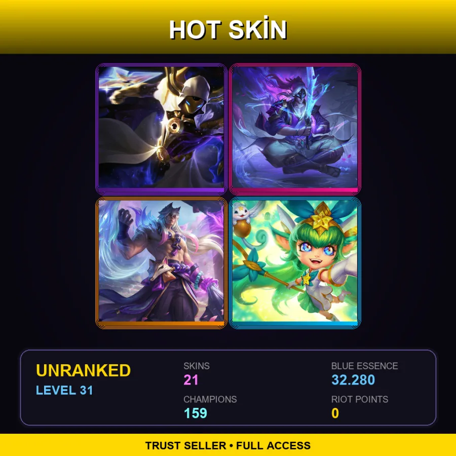 SG | Lv31 | Unranked | 21 Skin | 159 Champ