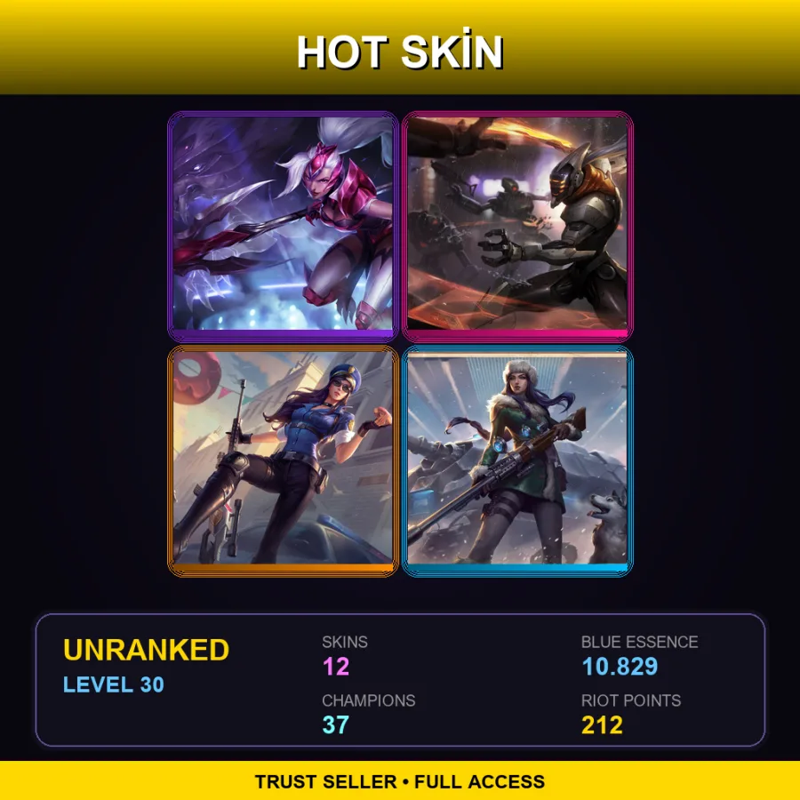 VN | Lv30 | Unranked | 12 Skin | 37 Champ — LoL account