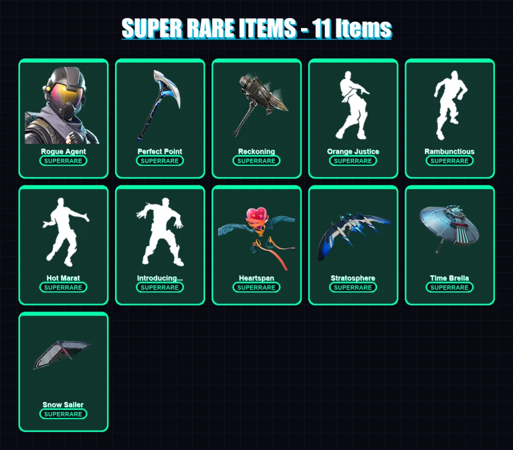 [PS4/PS5/XBOX/PC] | Rogue Agent | Zenith | The Ageless | The Visitor | Nezumi | 81 skin | 100 pickaxe | 106 emote | 96 glider | Lv1424