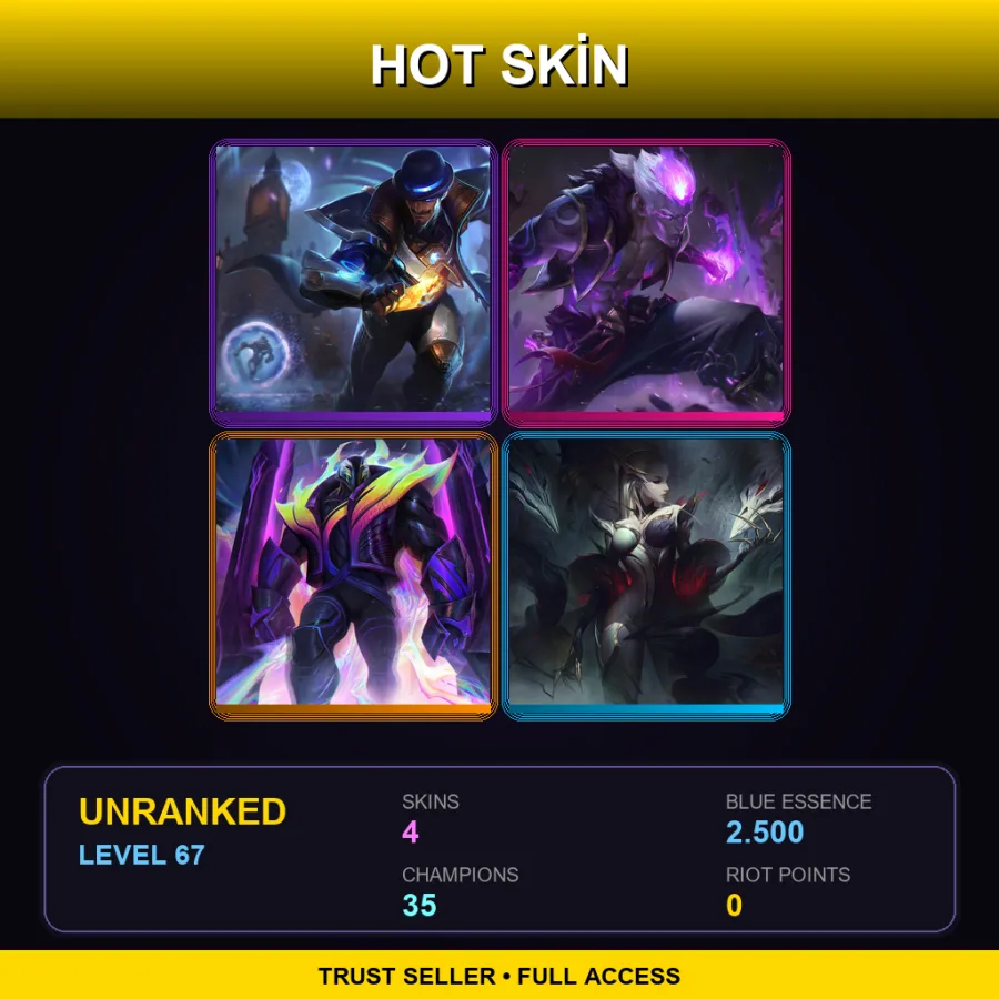 LAS | Lv67 | Unranked | 4 Skin | 35 Champ — LoL account