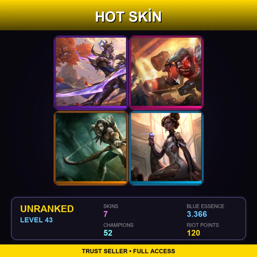 EUW | Lv43 | Unranked | 7 Skin | 52 Champ