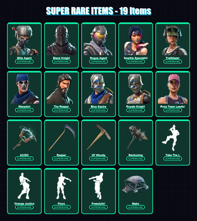 [PC/XBOX/PSN] | Elite Agent | Black Knight | Rogue Agent | Sparkle Specialist | Trailblazer | 96 skin | 88 pickaxe | 72 emote | 68 glider | Lv1177