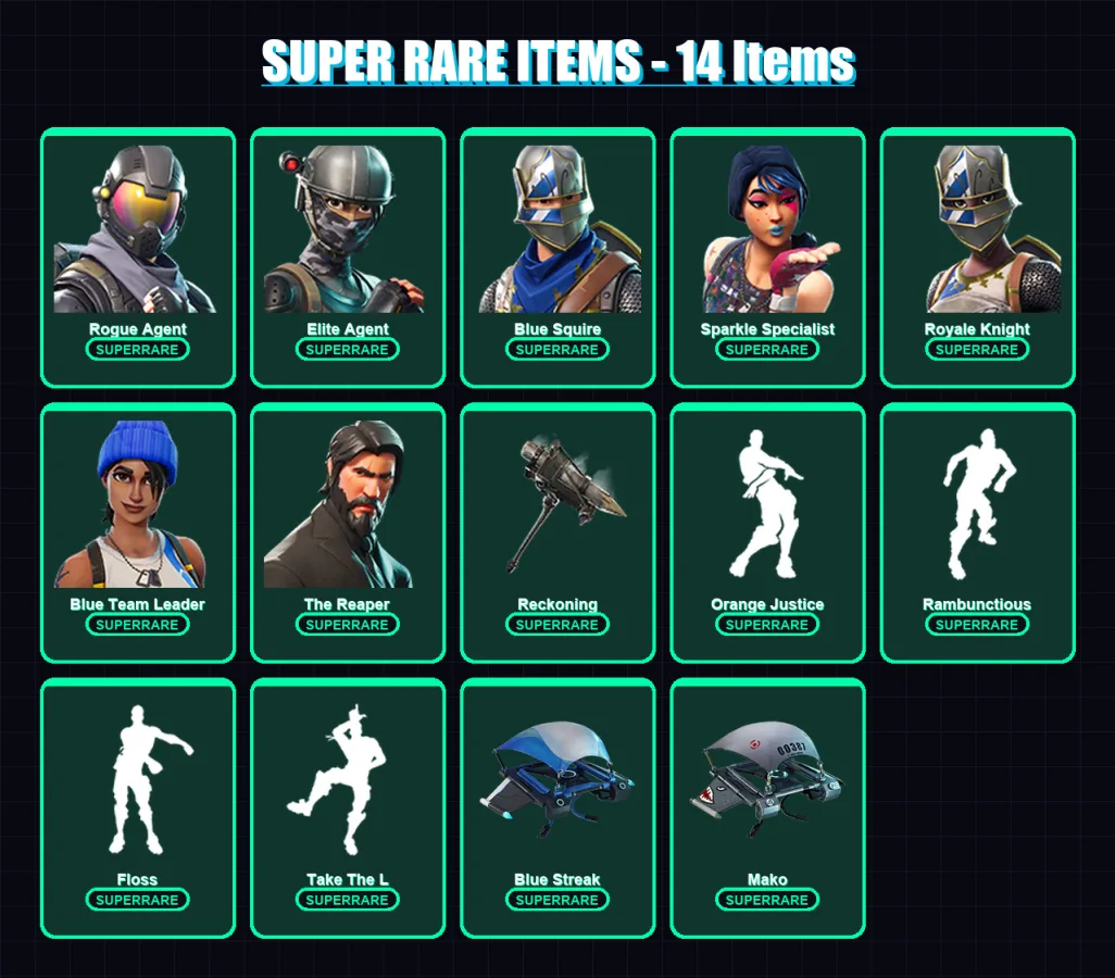 [PC/XBOX/PSN] | Rogue Agent | Elite Agent | Blue Squire | Sparkle Specialist | Royale Knight | 40 skin | 28 pickaxe | 50 emote | 37 glider | Lv570