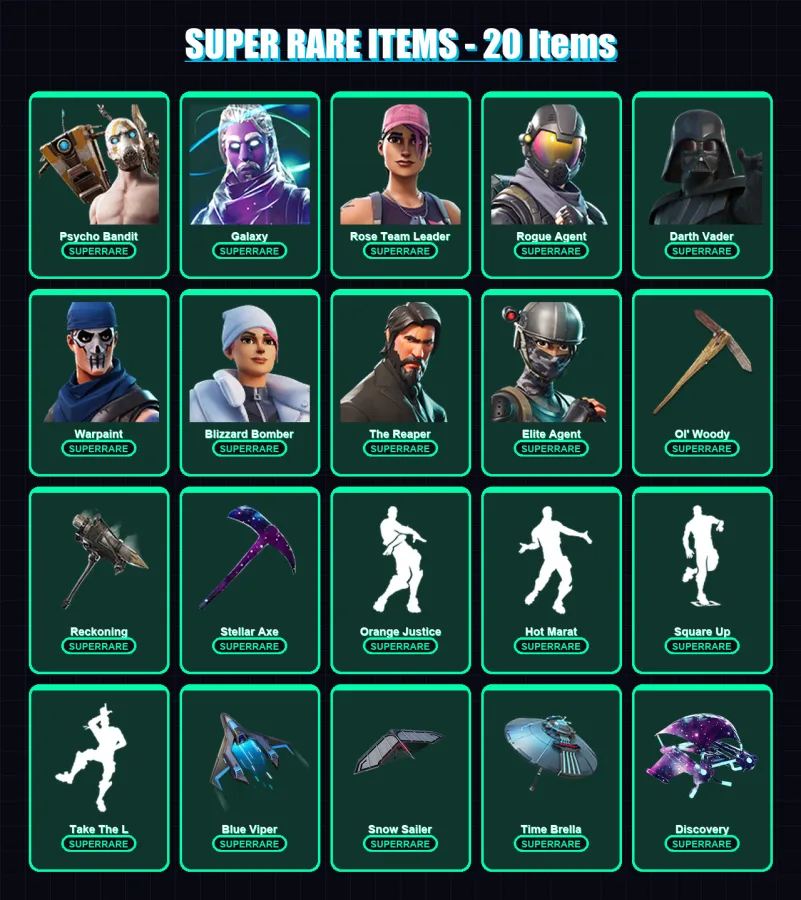 [PC/XBOX/PSN] | Psycho Bandit | Galaxy | Rose Team Leader | Rogue Agent | Darth Vader | 92 skin | 91 pickaxe | 123 emote | 100 glider | Lv1406