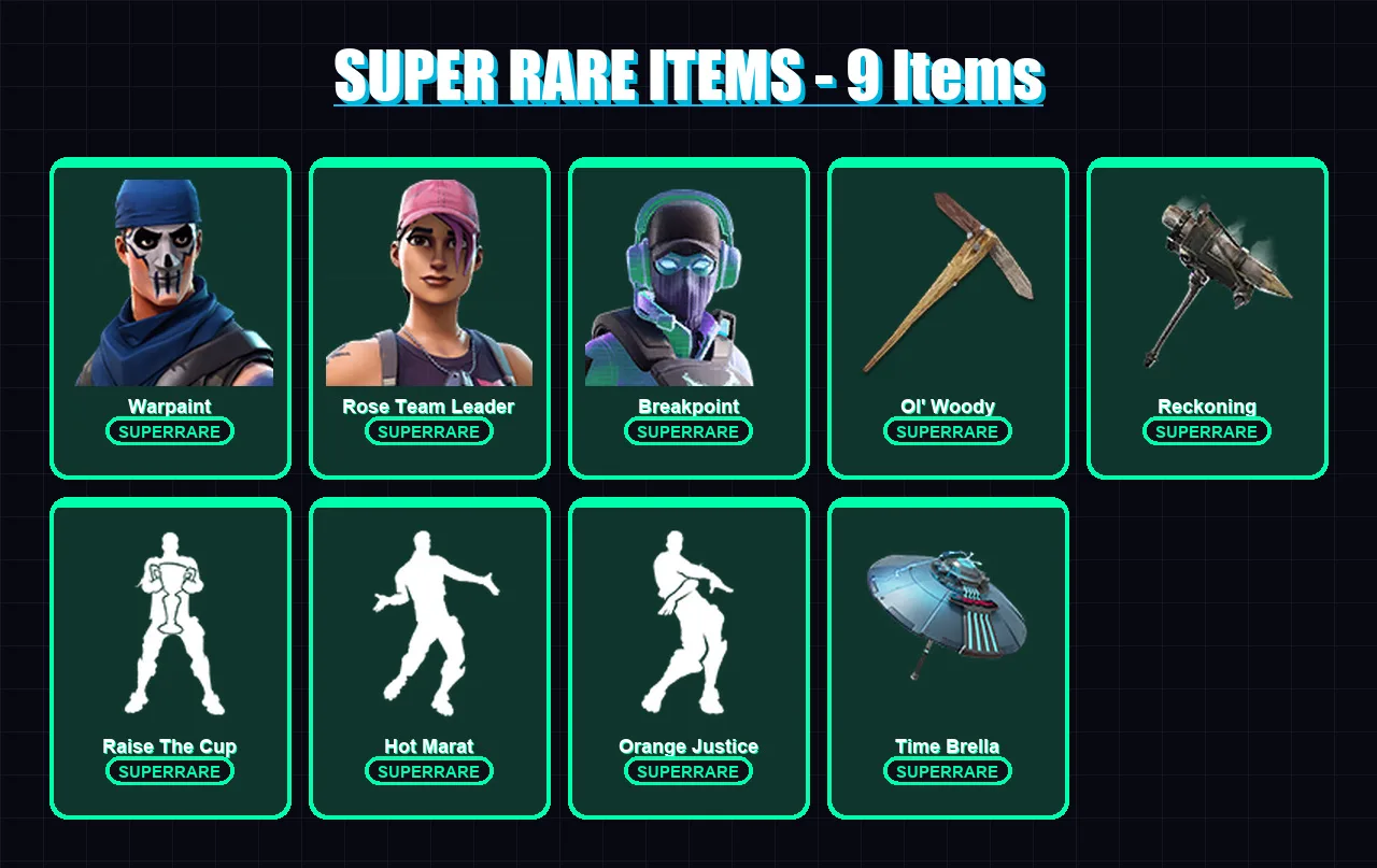 [PC/XBOX/PSN] | Warpaint | Rose Team Leader | Breakpoint | Sentinel | Drift | 151 skin | 146 pickaxe | 146 emote | 138 glider | Lv1804