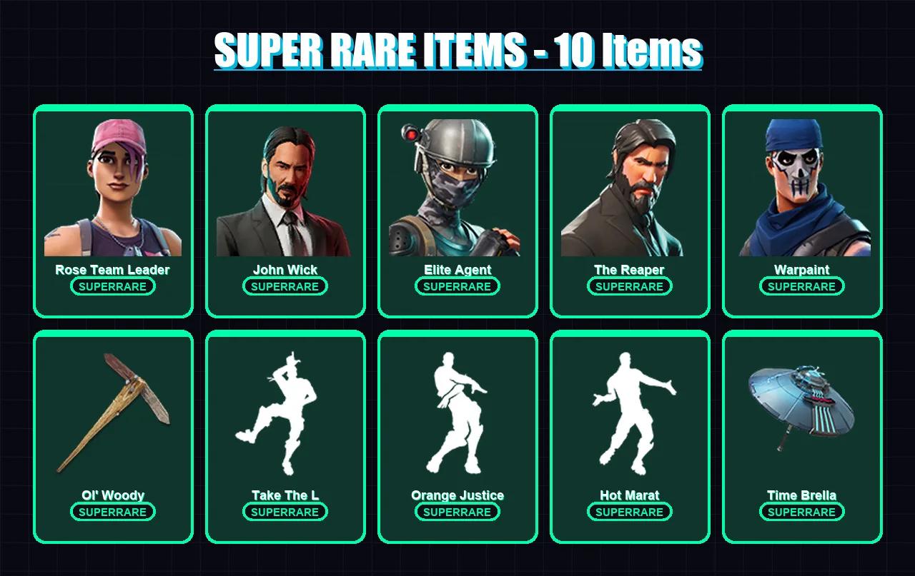 [PC/PSN] | Rose Team Leader | John Wick | Elite Agent | The Reaper | Warpaint | 503 skin | 418 pickaxe | 566 emote | 210 glider | Lv2977