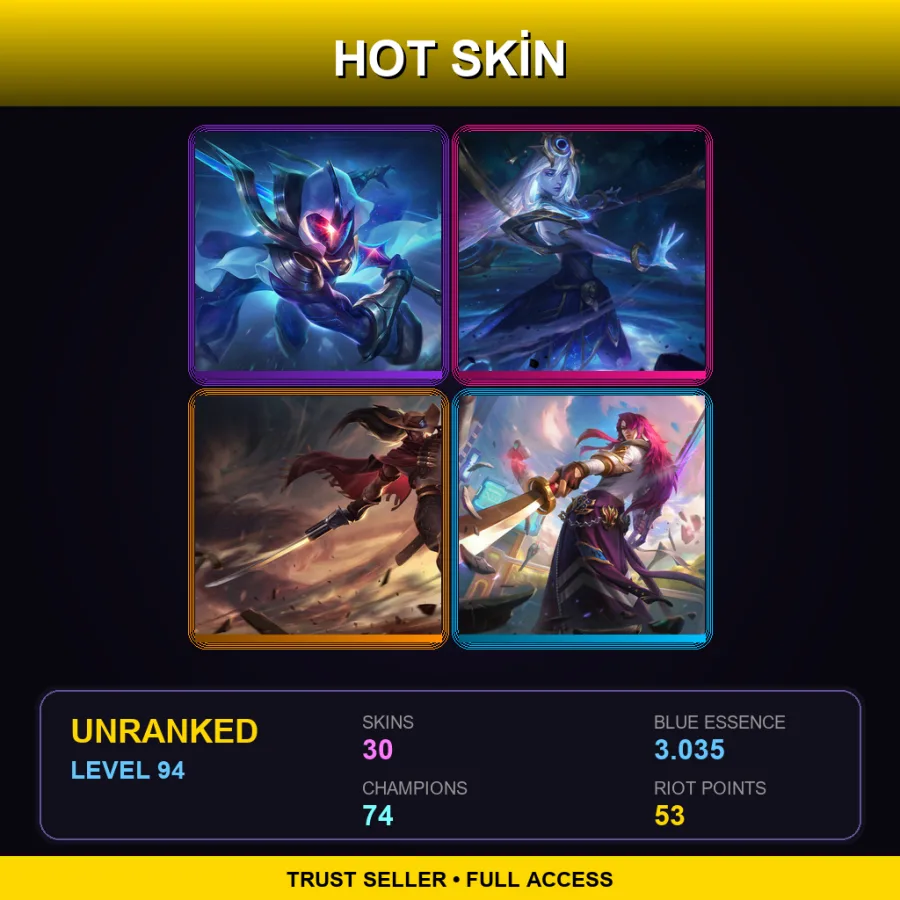 TR | Lv94 | Unranked | 30 Skin | 74 Champ