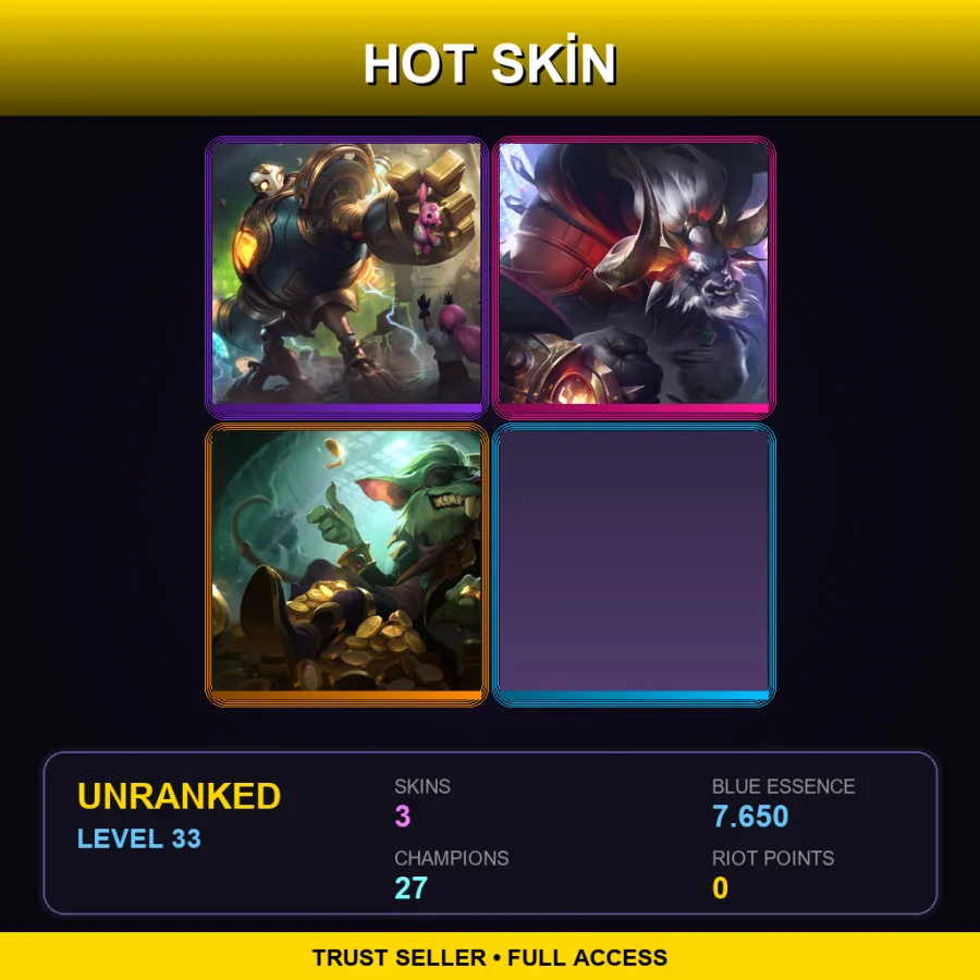 EUNE | Lv33 | Unranked | 3 Skin | 27 Champ