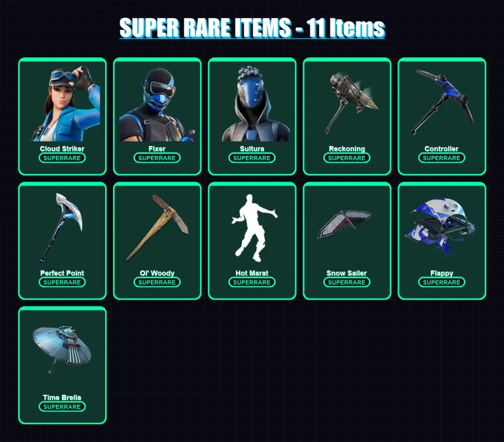 [PS4/PS5/XBOX/PC] | Cloud Striker | Fixer | Sultura | Snap | Gear Specialist Maya | 173 skin | 194 pickaxe | 148 emote | 166 glider | Lv2614