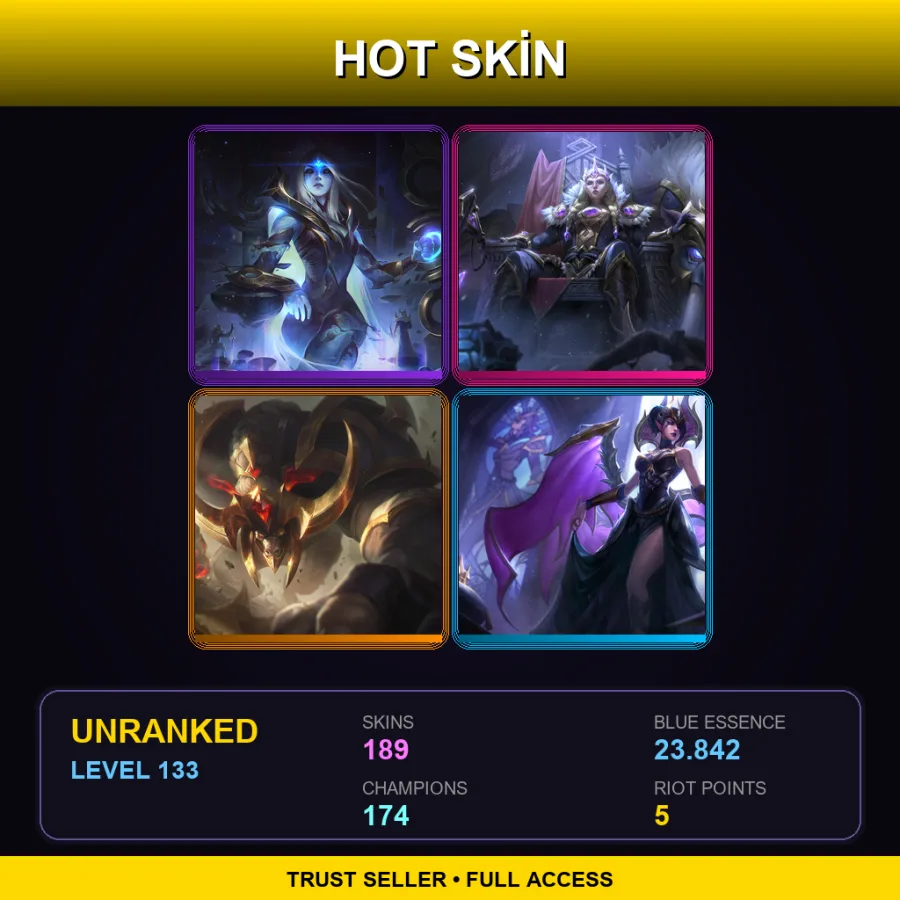 VN | Lv133 | Unranked | 189 Skin | 174 Champ