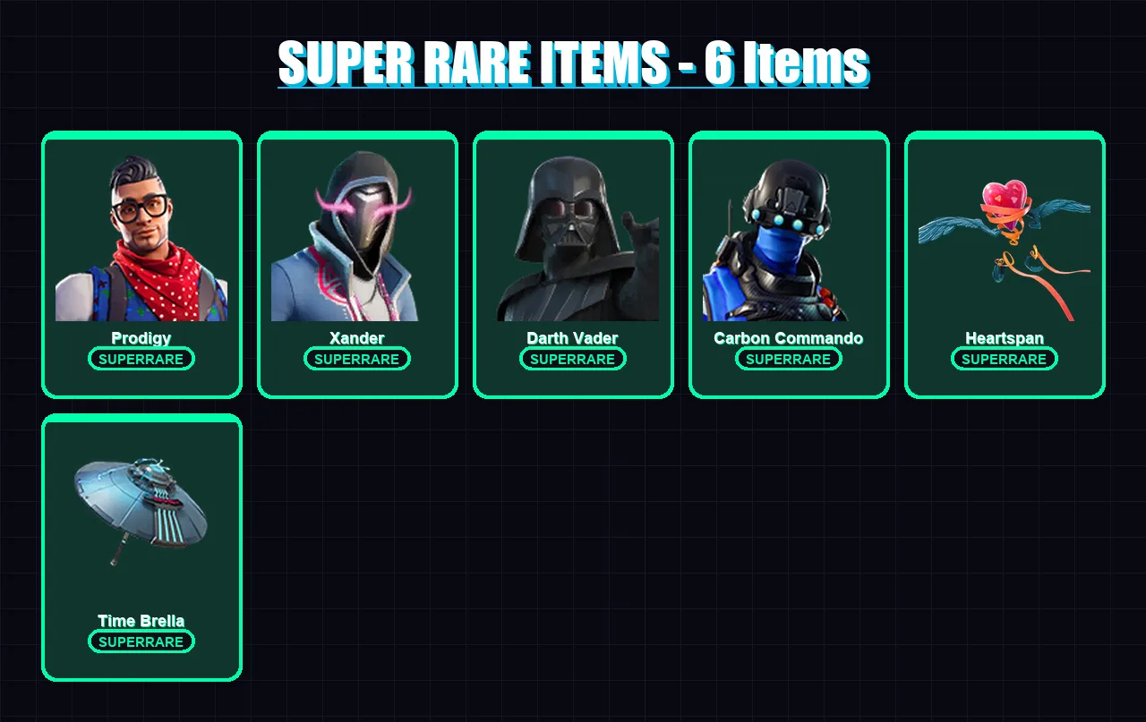 [PS4/PS5/XBOX/PC] | Prodigy | Xander | Darth Vader | Carbon Commando | The Imagined | 72 skin | 85 pickaxe | 68 emote | 88 glider | Lv1343