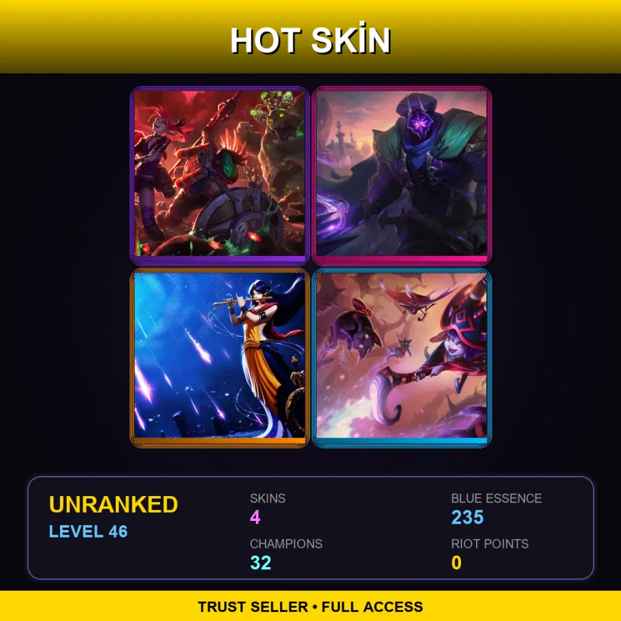 EUW | Lv46 | Unranked | 4 Skin | 32 Champ